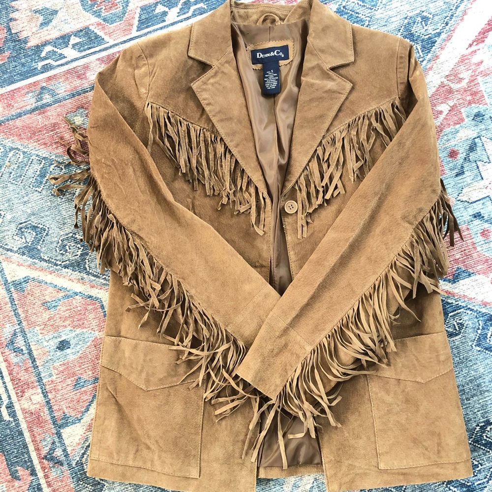 Vintage 90s leather Fringe jacket